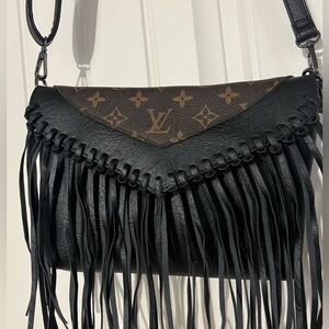 Refurbished Louis Vuitton Black and Brown Fringe Shoulder Bag